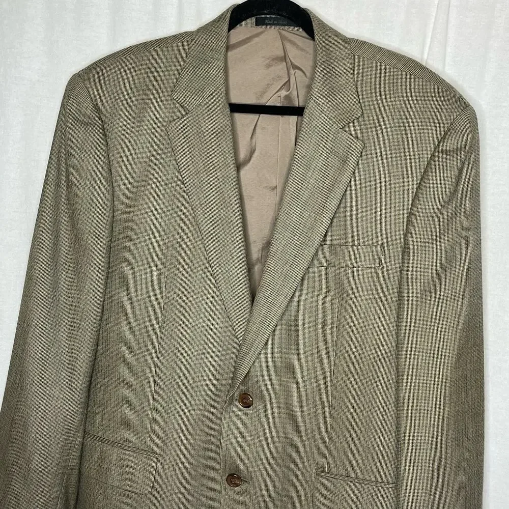 Lauren‎ Ralph Lauren Macys Beige Tan Blazer Silk Wool Blend Size 43R Men Jacket